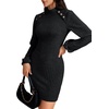 image:imageLYANER Womens Lantern Long Sleeve Mock Neck Ribbed Knit Pullover Mini Bodycon Fall DressBlack
