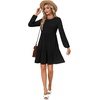 image:imageLYANER Womens Long Sleeve Crewneck Ruffle Hem Tunic Dress High Waist Ruffle A Line Tiered Mini DressesBlack