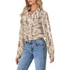 image:imageLYANER Womens Long Sleeve Ruffle Blouse Dressy Ruffled Collar Button Down Shirts Victorian TopsBrown Brush Texture