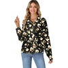 image:imageLYANER Womens Long Sleeve Ruffle Blouse Dressy Ruffled Collar Button Down Shirts Victorian TopsChampagne Flower
