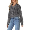image:imageLYANER Womens Long Sleeve Ruffle Blouse Dressy Ruffled Collar Button Down Shirts Victorian TopsFloral Black