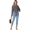 image:imageLYANER Womens Long Sleeve Ruffle Blouse Dressy Ruffled Collar Button Down Shirts Victorian TopsFloral Black