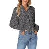 image:imageLYANER Womens Long Sleeve Ruffle Blouse Dressy Ruffled Collar Button Down Shirts Victorian TopsFloral Black