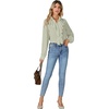image:imageLYANER Womens Long Sleeve Ruffle Blouse Dressy Ruffled Collar Button Down Shirts Victorian TopsLight Green