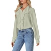 image:imageLYANER Womens Long Sleeve Ruffle Blouse Dressy Ruffled Collar Button Down Shirts Victorian TopsLight Green