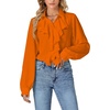 image:imageLYANER Womens Long Sleeve Ruffle Blouse Dressy Ruffled Collar Button Down Shirts Victorian TopsOrange