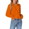 image:imageLYANER Womens Long Sleeve Ruffle Blouse Dressy Ruffled Collar Button Down Shirts Victorian TopsOrange