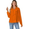 image:imageLYANER Womens Long Sleeve Ruffle Blouse Dressy Ruffled Collar Button Down Shirts Victorian TopsOrange