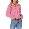 image:imageLYANER Womens Long Sleeve Ruffle Blouse Dressy Ruffled Collar Button Down Shirts Victorian TopsPink