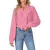image:imageLYANER Womens Long Sleeve Ruffle Blouse Dressy Ruffled Collar Button Down Shirts Victorian TopsPink