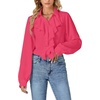 image:imageLYANER Womens Long Sleeve Ruffle Blouse Dressy Ruffled Collar Button Down Shirts Victorian TopsRose