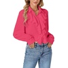 image:imageLYANER Womens Long Sleeve Ruffle Blouse Dressy Ruffled Collar Button Down Shirts Victorian TopsRose