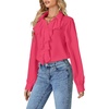 image:imageLYANER Womens Long Sleeve Ruffle Blouse Dressy Ruffled Collar Button Down Shirts Victorian TopsRose