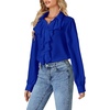 image:imageLYANER Womens Long Sleeve Ruffle Blouse Dressy Ruffled Collar Button Down Shirts Victorian TopsRoyal Blue