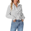 image:imageLYANER Womens Long Sleeve Ruffle Blouse Dressy Ruffled Collar Button Down Shirts Victorian TopsStriped Black