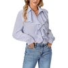 image:imageLYANER Womens Long Sleeve Ruffle Blouse Dressy Ruffled Collar Button Down Shirts Victorian TopsStriped Blue