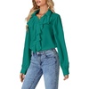 image:imageLYANER Womens Long Sleeve Ruffle Blouse Dressy Ruffled Collar Button Down Shirts Victorian TopsTurquoise