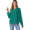 image:imageLYANER Womens Long Sleeve Ruffle Blouse Dressy Ruffled Collar Button Down Shirts Victorian TopsTurquoise