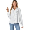 image:imageLYANER Womens Long Sleeve Ruffle Blouse Dressy Ruffled Collar Button Down Shirts Victorian TopsWhite