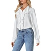 image:imageLYANER Womens Long Sleeve Ruffle Blouse Dressy Ruffled Collar Button Down Shirts Victorian TopsWhite