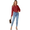 image:imageLYANER Womens Long Sleeve Ruffle Blouse Dressy Ruffled Collar Button Down Shirts Victorian TopsWine Red