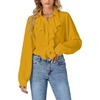 image:imageLYANER Womens Long Sleeve Ruffle Blouse Dressy Ruffled Collar Button Down Shirts Victorian TopsYellow