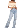 image:imageLYANER Womens Off Shoulder Ruched Short Sleeve Rib Knit Sexy Crop Top BlouseDark Apricot