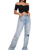 image:imageLYANER Womens Off Shoulder Ruched Short Sleeve Rib Knit Sexy Crop Top BlousePure Black