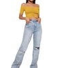 image:imageLYANER Womens Off Shoulder Ruched Short Sleeve Rib Knit Sexy Crop Top BlousePure Ginger