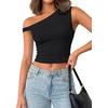 image:imageLYANER Womens Off The Shoulder Sleeveless Slim Fit Going Out Crop Top BlouseBlack