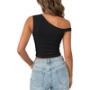image:imageLYANER Womens Off The Shoulder Sleeveless Slim Fit Going Out Crop Top BlouseBlack