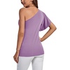 image:imageLYANER Womens One Shoulder Ruched Ruffle Short Sleeve Summer Elegant Blouse Shirt TopLight Purple