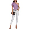 image:imageLYANER Womens One Shoulder Ruched Ruffle Short Sleeve Summer Elegant Blouse Shirt TopLight Purple