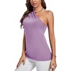 image:imageLYANER Womens One Shoulder Ruched Ruffle Short Sleeve Summer Elegant Blouse Shirt TopLight Purple