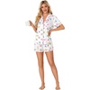 image:imageLYANER Womens Pajama Sets Striped Button Down Pj Set Sleepwear Shirt and Shorts Two Piece Lounge SetsCherry Print