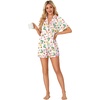 image:imageLYANER Womens Pajama Sets Striped Button Down Pj Set Sleepwear Shirt and Shorts Two Piece Lounge SetsFruit Print