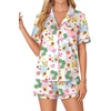 image:imageLYANER Womens Pajama Sets Striped Button Down Pj Set Sleepwear Shirt and Shorts Two Piece Lounge SetsFruit Print