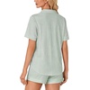 image:imageLYANER Womens Pajama Sets Striped Button Down Pj Set Sleepwear Shirt and Shorts Two Piece Lounge SetsLight Green