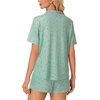 image:imageLYANER Womens Pajama Sets Striped Button Down Pj Set Sleepwear Shirt and Shorts Two Piece Lounge SetsLight Green Print