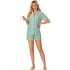 image:imageLYANER Womens Pajama Sets Striped Button Down Pj Set Sleepwear Shirt and Shorts Two Piece Lounge SetsLight Green Print