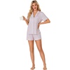 image:imageLYANER Womens Pajama Sets Striped Button Down Pj Set Sleepwear Shirt and Shorts Two Piece Lounge SetsPink