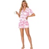 image:imageLYANER Womens Pajama Sets Striped Button Down Pj Set Sleepwear Shirt and Shorts Two Piece Lounge SetsPink Print