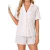 image:imageLYANER Womens Pajama Sets Striped Button Down Pj Set Sleepwear Shirt and Shorts Two Piece Lounge SetsWhite Pink
