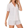 image:imageLYANER Womens Pajama Sets Striped Button Down Pj Set Sleepwear Shirt and Shorts Two Piece Lounge SetsWhite Pink