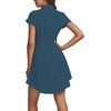 image:imageLYANER Womens Pleated Waist Collar V Neck Button Down Short Sleeve Mini Short Shirt DressTeal Blue