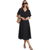 image:imageLYANER Womens Polka Dots V Neck Short Sleeve Ruffle Tie Back Beach Vacation Midi SundressBlack