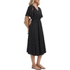 image:imageLYANER Womens Polka Dots V Neck Short Sleeve Ruffle Tie Back Beach Vacation Midi SundressBlack