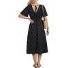 image:imageLYANER Womens Polka Dots V Neck Short Sleeve Ruffle Tie Back Beach Vacation Midi SundressBlack