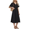 image:imageLYANER Womens Polka Dots V Neck Short Sleeve Ruffle Tie Back Beach Vacation Midi SundressBlack