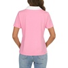image:imageLYANER Womens Polo Shirt Collared V Neck Short Sleeve Color Block Loose Fit Casual Blouse TopsPink